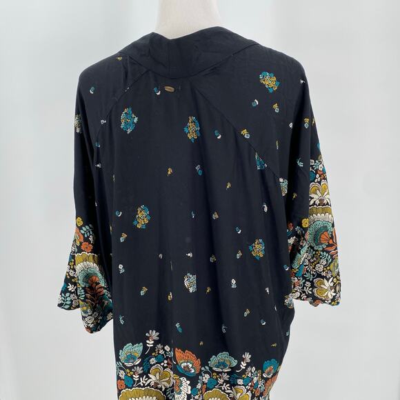 O’Neill black floral Sawyer cardigan open front one size - Picture 4 of 11